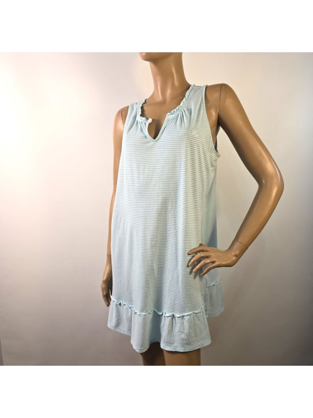 Lauren Ralph Lauren Short Nightgown Sleeveless Pinstriped Women's Sz L